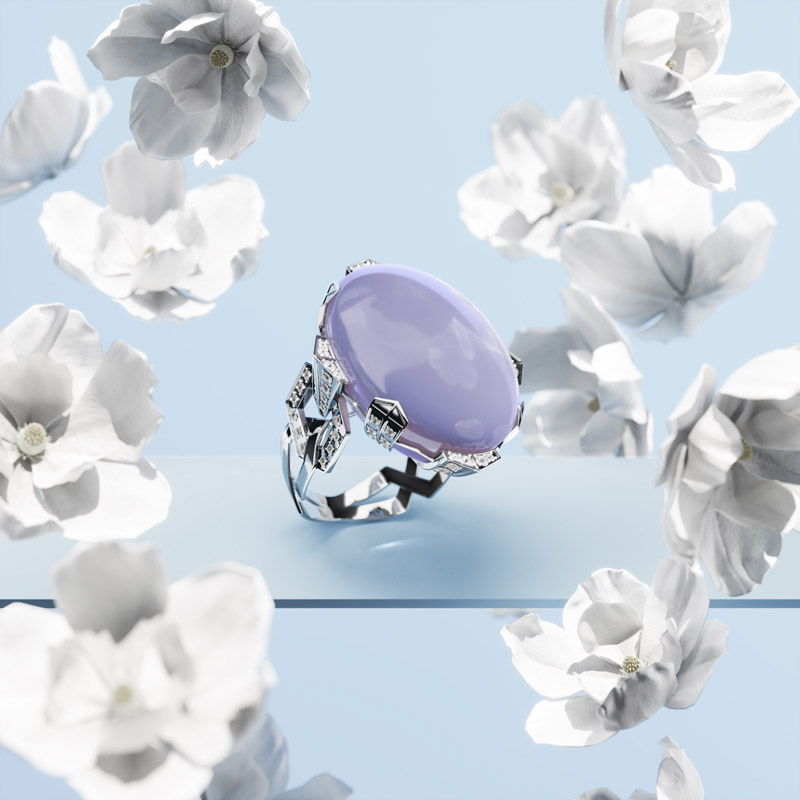 3D Modelling and Rendering for a Jewelry Masterpieces among Flowers