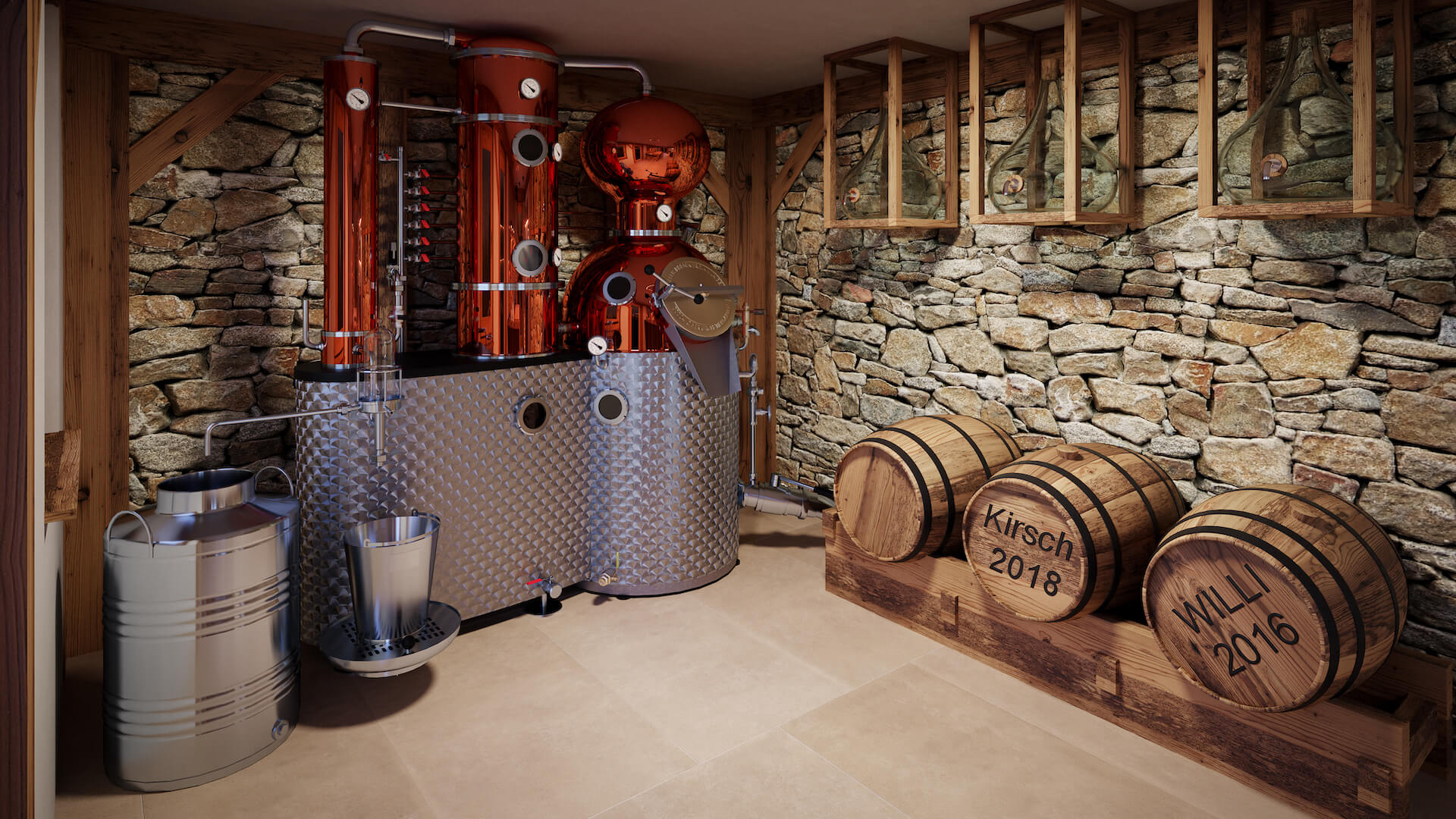 Photorealistic Interior 3D Rendering of the Distillery’s Tasting Room