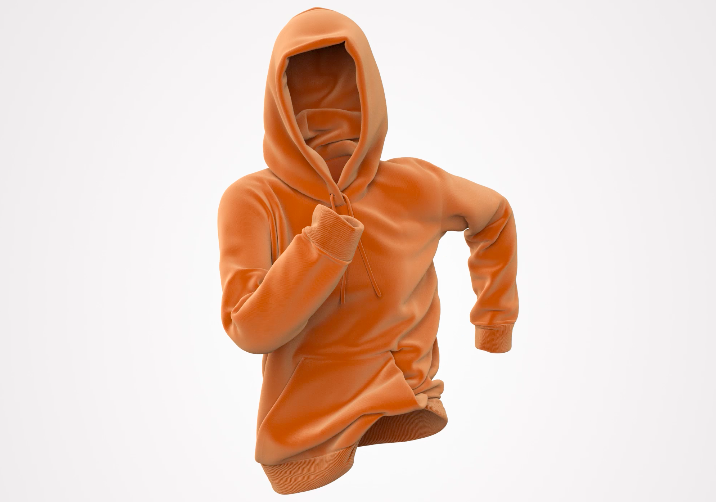 Product CGI of an Orange Hoodie