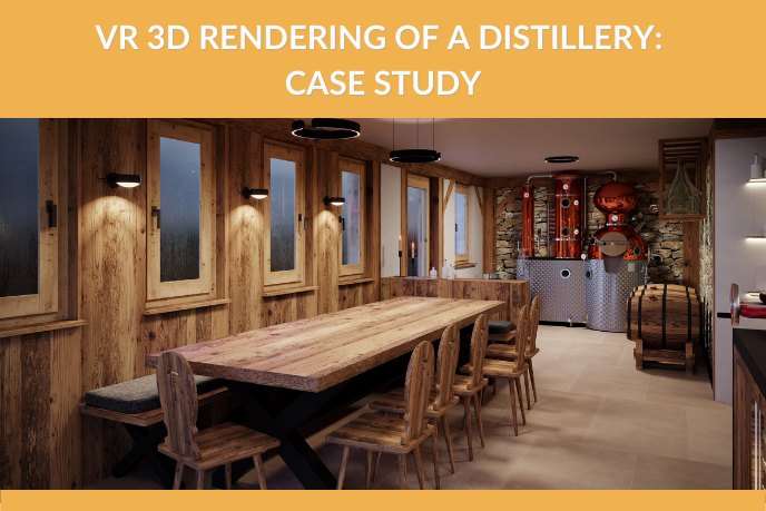 3D Render of a Spirit Tasting Room at a Distillery